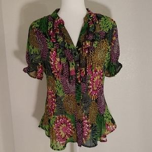 Floral Ruffle Top Size Large